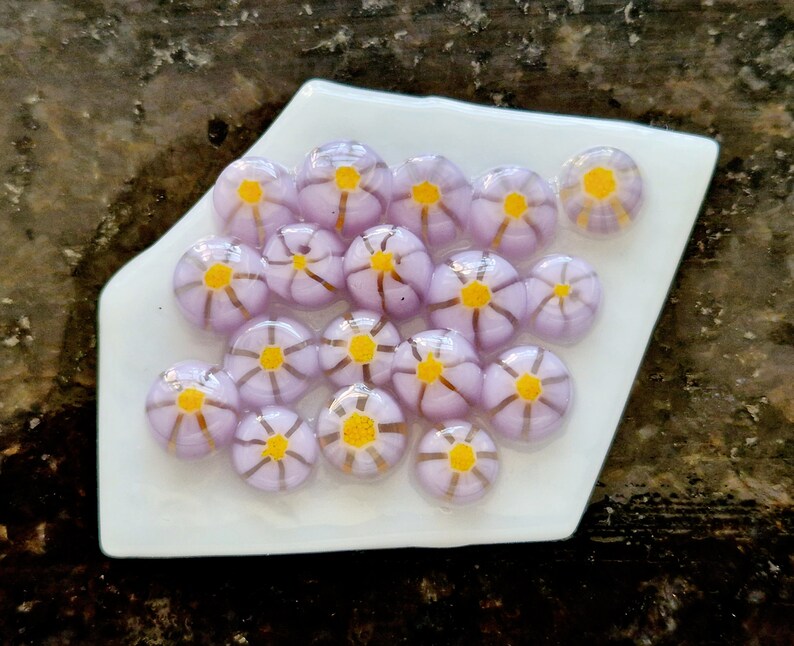 Purple Lavender Blossom Murrini Slices, Glass Chips, Bullseye Glass, COE 90, Murrine, Milliefiore, Ready to Post, UK Seller, 25g/0.9oz image 5