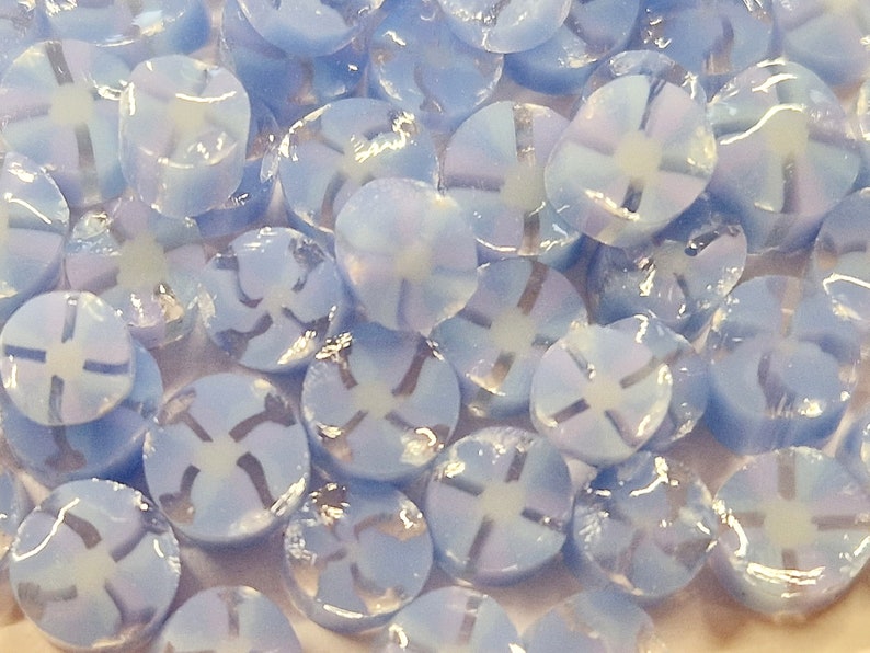 Pale Blue Hydrangea Murrini Slices, Bullseye Glass, COE 90, Murrine, Milliefiore, Ready to Post, UK Seller, 25g/0.9o image 2