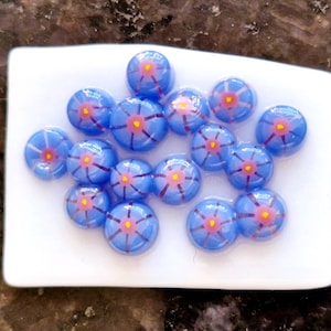 Blue Pink Murrini, Blue Hibiscus Flower Murrini Slices, Bullseye Glass, COE 90, Murrine, Milliefiore, 25g Ready to Post, UK Seller image 1