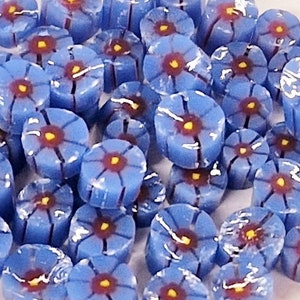 Blue Pink Murrini, Blue Hibiscus Flower Murrini Slices, Bullseye Glass, COE 90, Murrine, Milliefiore, 25g Ready to Post, UK Seller image 2