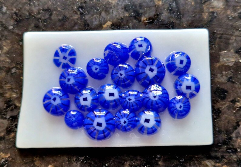 Blue Murrini Slices, Delphiniums, Bullseye Glass, COE 90, Murrine, Milliefiore, Ready to Post, UK Seller, 25g/0.9oz image 5