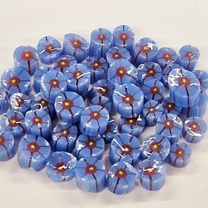 Blue Pink Murrini, Blue Hibiscus Flower Murrini Slices, Bullseye Glass, COE 90, Murrine, Milliefiore, 25g Ready to Post, UK Seller image 4