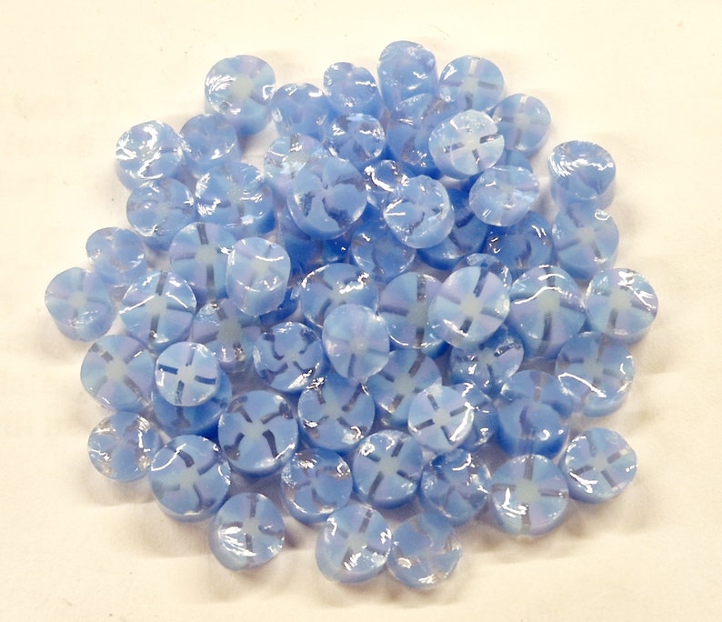 Pale Blue Hydrangea Murrini Slices, Bullseye Glass, COE 90, Murrine, Milliefiore, Ready to Post, UK Seller, 25g/0.9o image 5