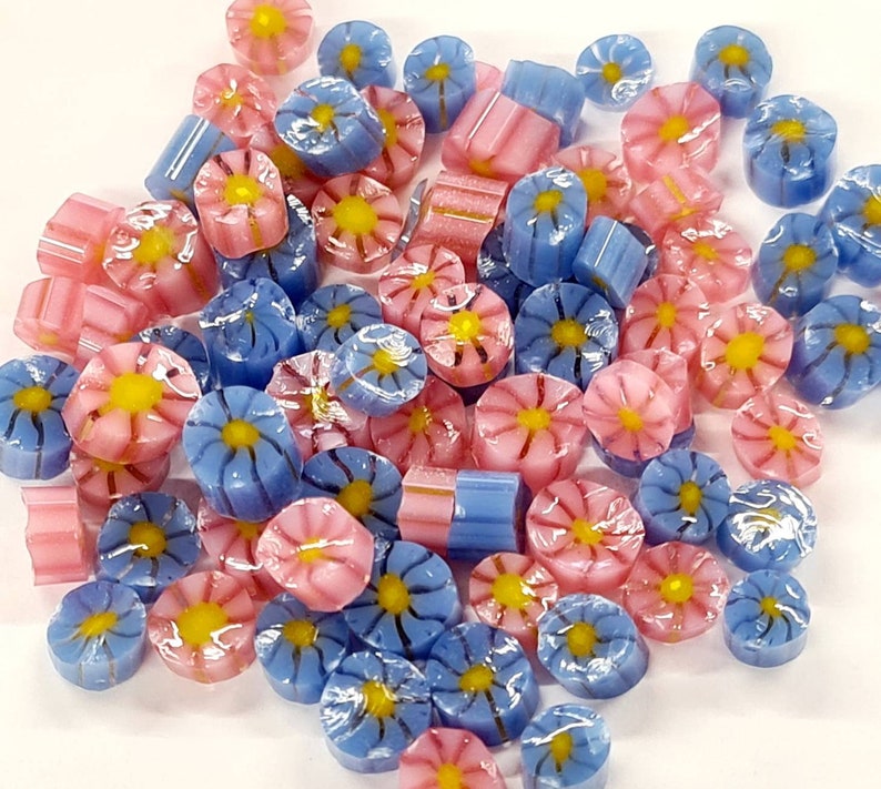 Flower Mix Murrini Slices, Bullseye Glass, COE 90, Murrine, Milliefiore, Ready to Post, UK Seller, 25g/0.9oz image 5