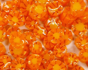 Oranje en gele bloem Murrini plakjes, Afrikaanse Daisy glaschips, Bullseye glas, COE 90, Murrine, Milliefiore, 25g klaar om te posten, Britse verkoper