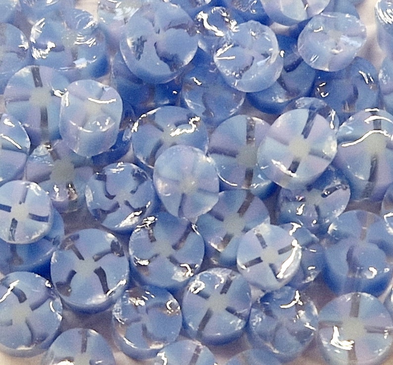 Pale Blue Hydrangea Murrini Slices, Bullseye Glass, COE 90, Murrine, Milliefiore, Ready to Post, UK Seller, 25g/0.9o image 1