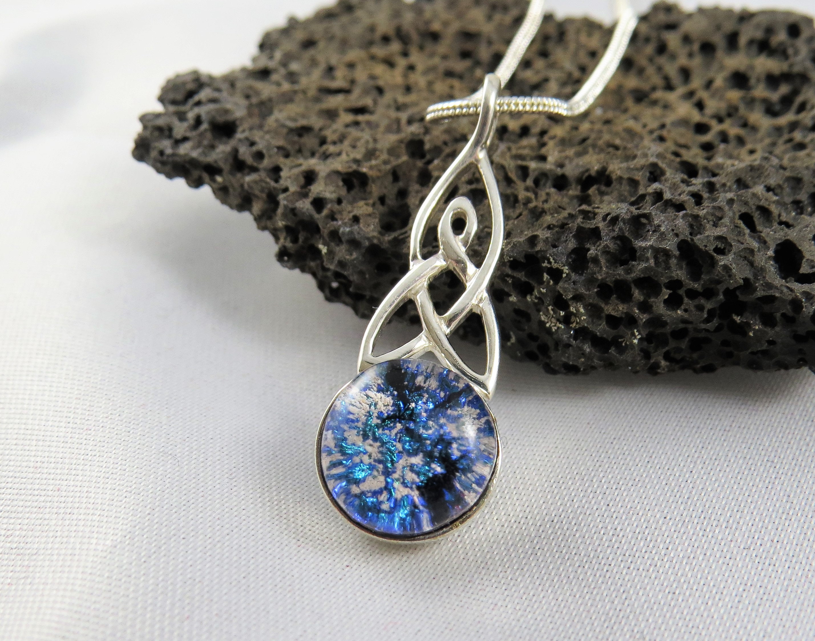 Cremation Ashes Necklace Fused Glass Memorial Jewelry Made Etsy