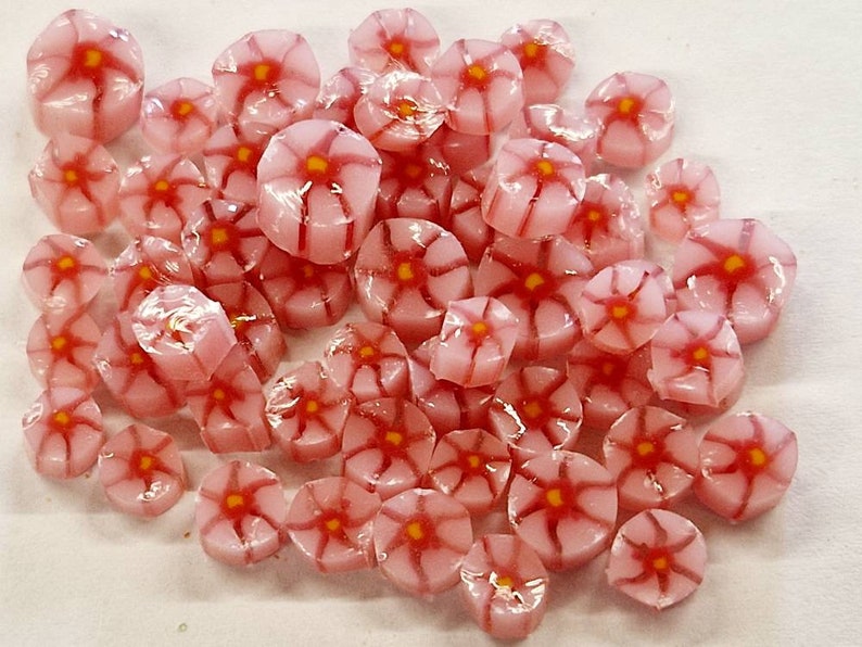 Pink Cherry Blossom Murrini Slices, Glass Chips, Bullseye Glass, COE 90, Murrine, Milliefiore, Ready to Post, UK Seller, 25g/0.9oz image 2