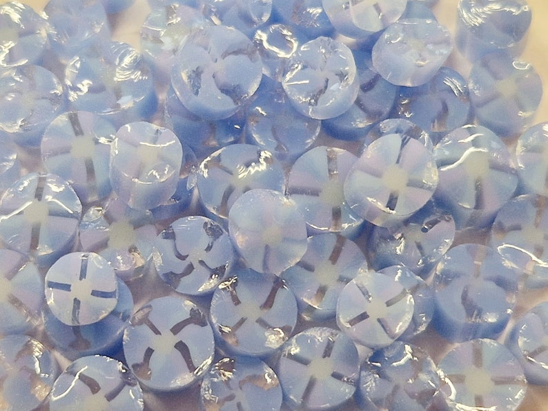 Pale Blue Hydrangea Murrini Slices, Bullseye Glass, COE 90, Murrine, Milliefiore, Ready to Post, UK Seller, 25g/0.9o image 4