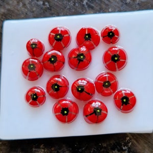 Red Poppy Murrini Slices, Bullseye Glass, COE 90, Murrine, Milliefiore, Ready to Post, UK Seller, 25g/0.9oz image 2