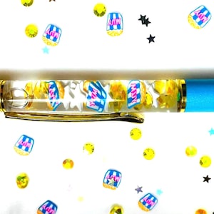 Popcorn Lovers Float Pen, Yellow Diamonds( popcorn kernels), So Fun, Blingy, Mesmerizing, Sparkle, Popcorn bags, Yum, Whimsical, Mothers Day