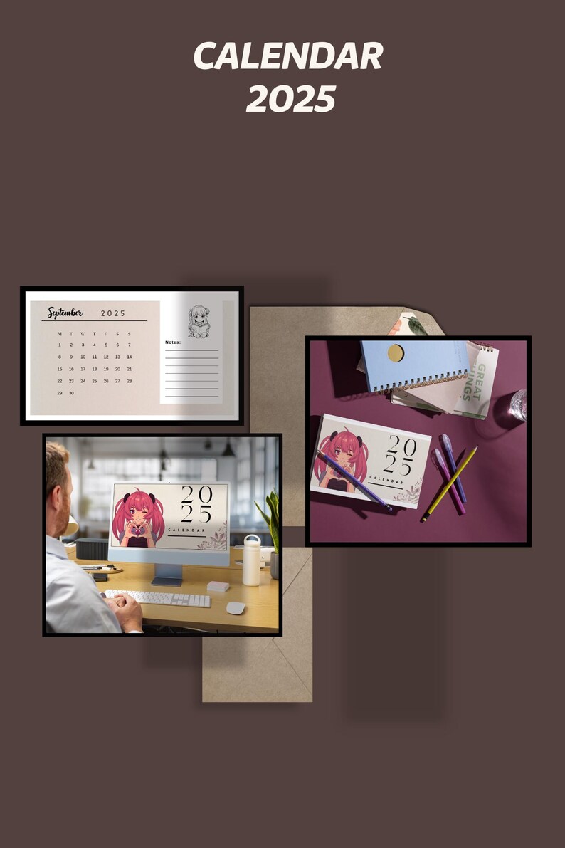 Minimalist Digital Calendar and Planner 2025 Available as Printable and