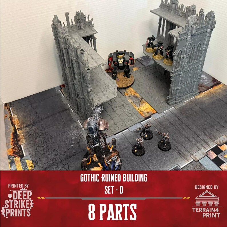 Gothic Ruined Building Set D X2 Terrain Scenery Tabletop/warhammer 40k ...