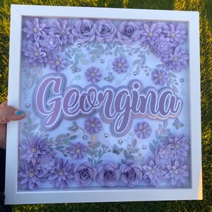 Personalized shadow box paper flower