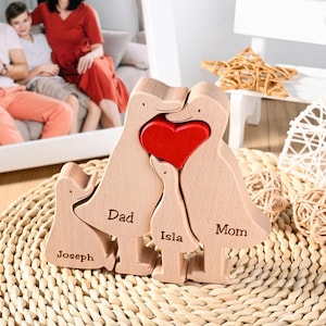 Wooden Duck Family Puzzle 2-7, Duck Family Decor for Wife Mom Gift, Memorial Gift, Wedding Anniversary Gift for Mom Grandma Couples