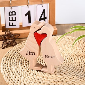 Wooden Duck Family Puzzle, Carved Wooden Duck Decor, Anniversary Wedding Duck Gifts, Duck Family Figurines, Gift for Couples, Christmas Gift