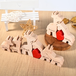 Wooden Giraffe Family Puzzle 2-5, Animal Family Decor for Wife Mom Gift, Housewarming Gift, Wedding Anniversary Gift for Mom Grandma Couples
