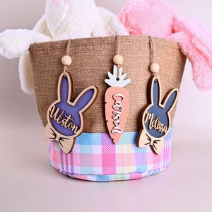 Personalized Easter Basket Tags, Custom Bunny Easter Name Tag, Wood Easter Tags, Spring Decor gifts for kid