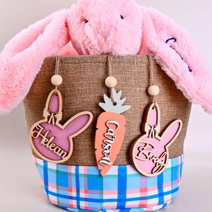 Easter Basket Name Tags, Personalized Bunny Easter Name Tag, Wood Easter Tags, Spring Decor gifts for kids