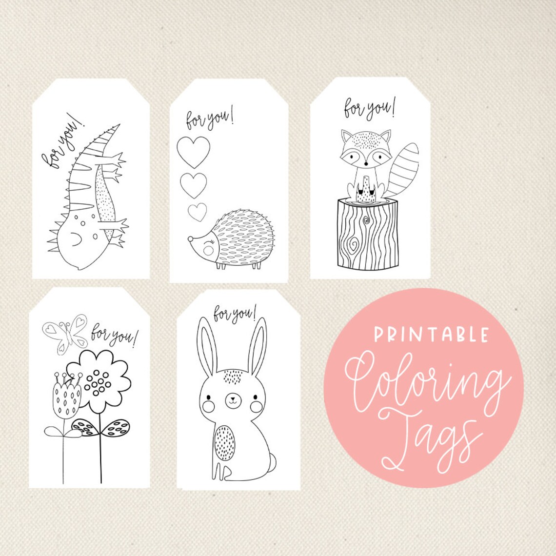 Printable Coloring Gift Tags Kids Coloring Activity Set of 5 - Etsy
