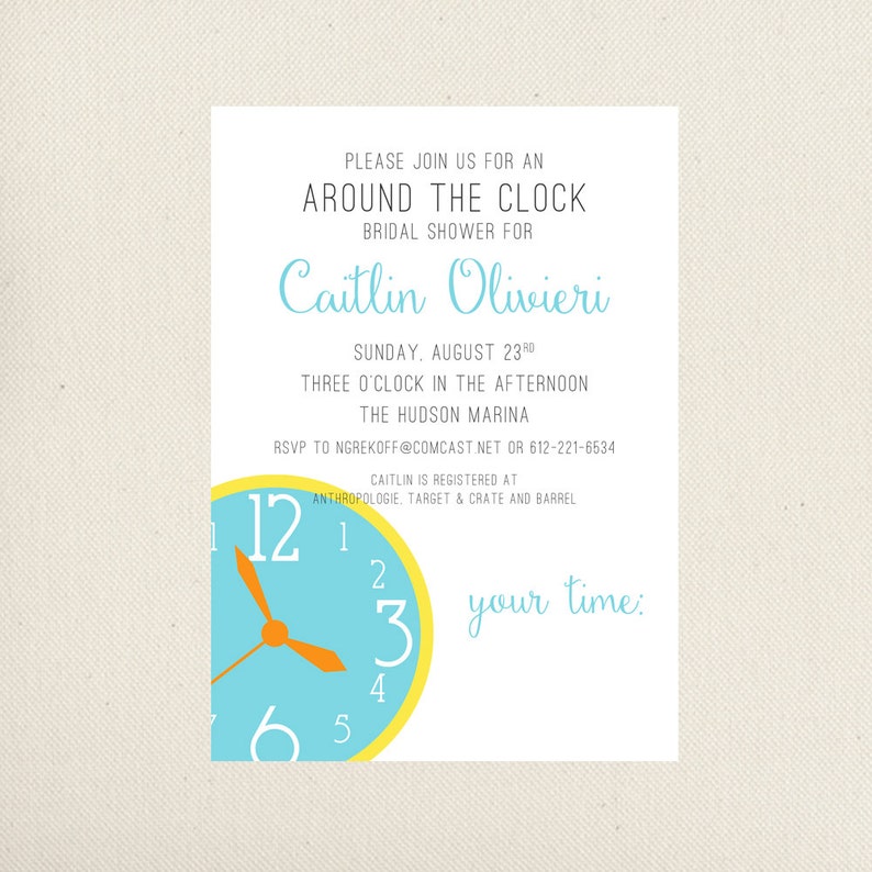 Around the Clock Bridal Shower Invitations Kitchen Shower Etsy