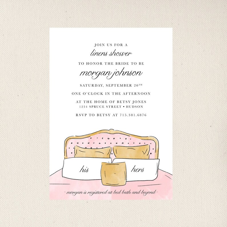 Linen Bridal Shower Invitations Monogram Shower Linen Shower Etsy