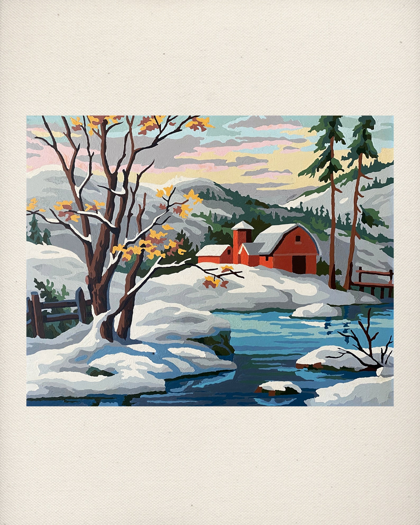 Paint by Number Print Winter Scene Paint by Number Winter Etsy
