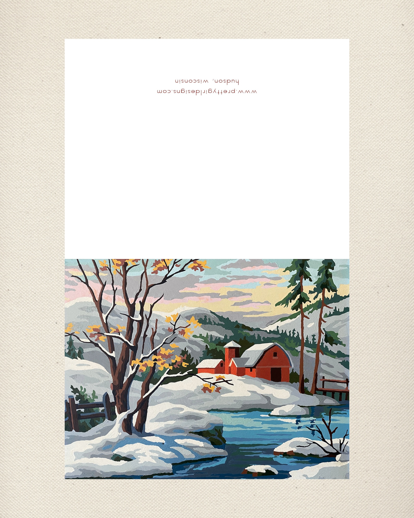 Paint by Number Greeting Card Winter Scene Greeting Card Etsy