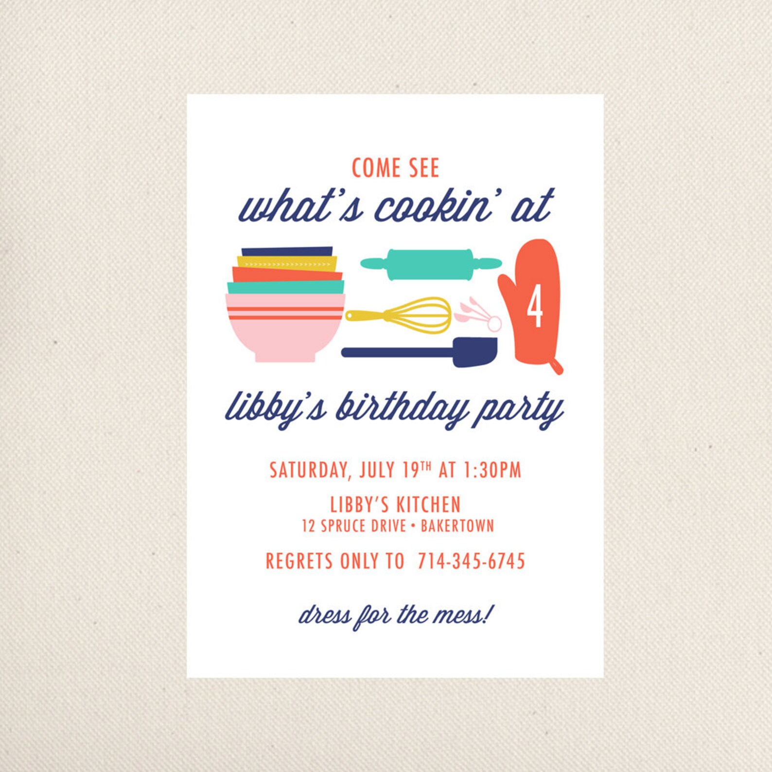 Children's Cooking Party Invitation PRINTABLE ONLY Etsy