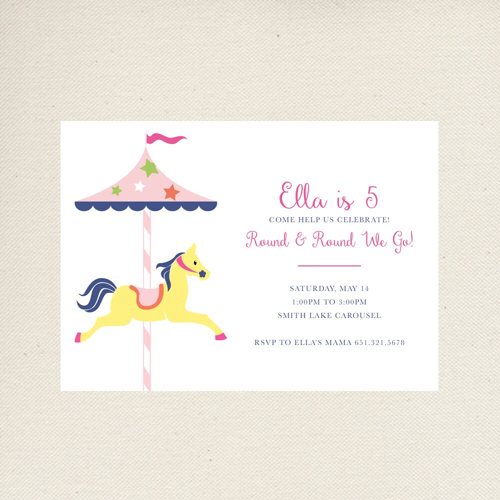 Carousel Birthday Invitations | Etsy