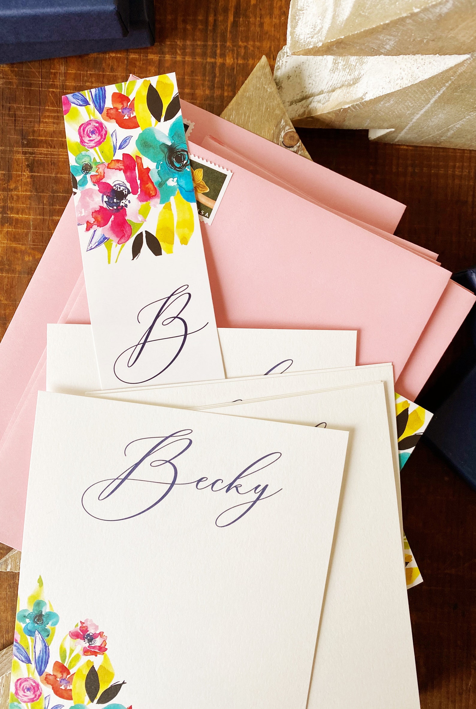 Personalized Stationery Gift Set Box and Ribbon Floral Etsy