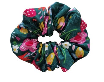 Green Floral Scrunchie Floral Floral Scrunchie Summer Scrunchie