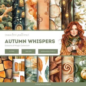 Herbst Musterdesign Bundle Aquarell Herbst Drucke Blätter Kürbisse Gemütlich Orange Hintergrund Thanksgiving-nahtlose Design