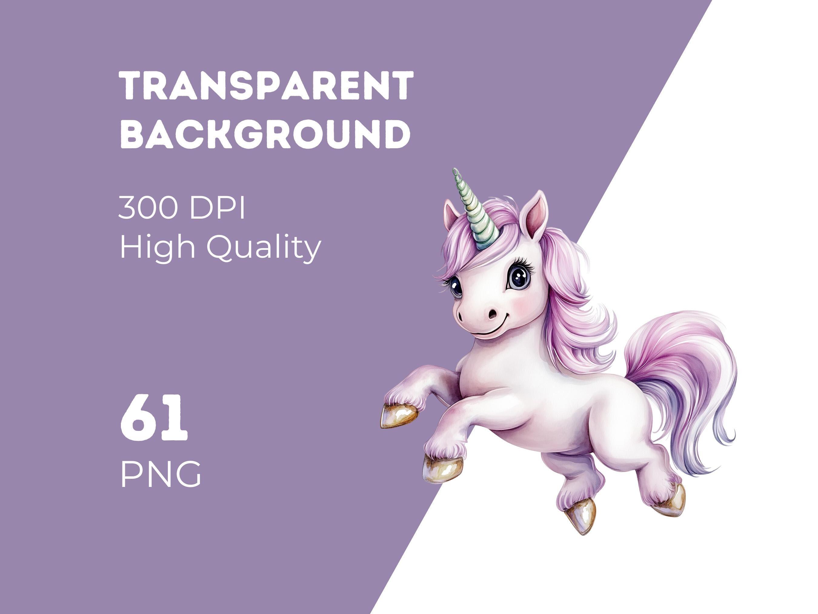 Rainbow Unicorn Watercolor Clipart: Magical Castle PNG Bundle (digital ...