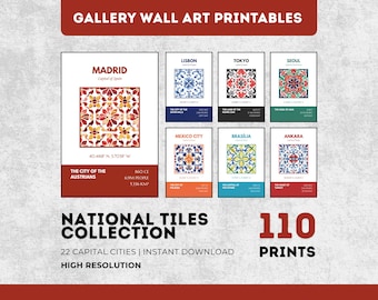 National Tiles Art Print Bundle: 110 Global Capital City Designs (Digital Download