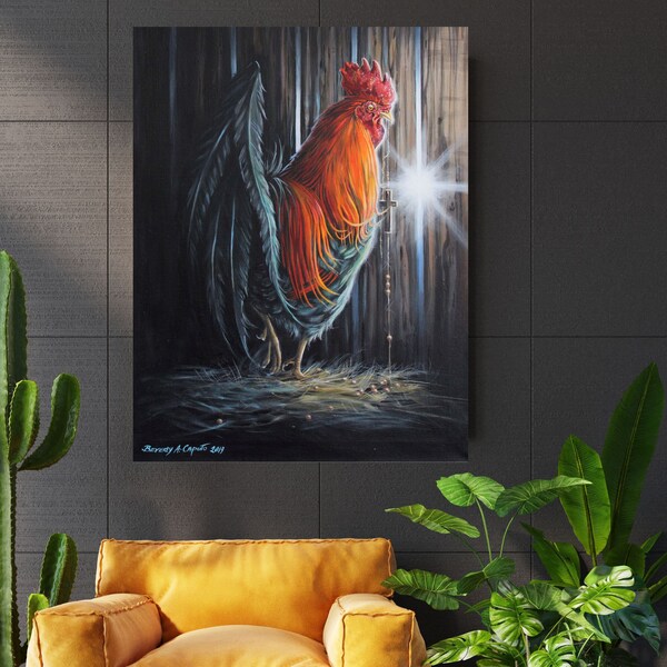 Rooster Farmhouse Kitchen Canvas Art Print for Home Rooster Decor for Rustic Farmhouse Home Wall Art for Country Western Gift Kitchen Art