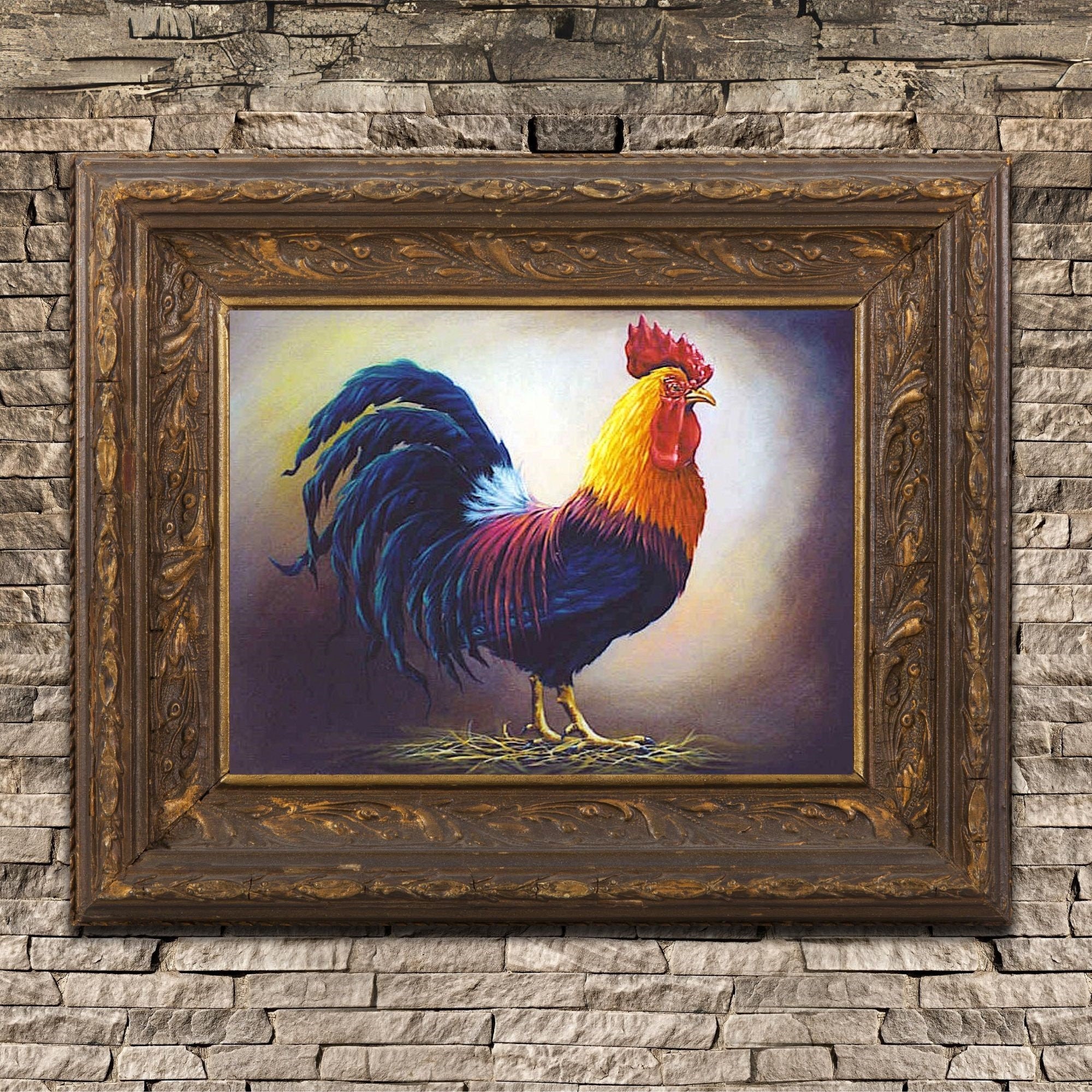 Rooster Farmhouse Kitchen Canvas Art Print for Home Wall Decor for Rustic Farmhouse Home ...