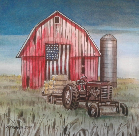 American Barn Usa Country Farm Western Landscape Barn Flag Etsy