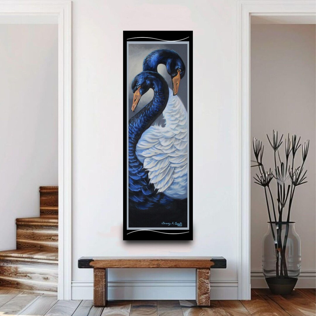 Swan Wall Art Swan Art Print Bird Wall Art Swan Canvas Swan Painting ...
