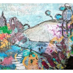 Hillside abstrakte Postkarte - Druckbare 5x7 "JPEG & PNG Download - Bunte Landschaftskunst zum Verschenken, Journaling oder Display
