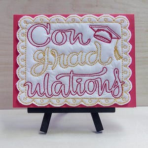 Afstudeerpet felicitatie borduurwerk gewatteerd liefde wenskaart frame kunst aan de muur aandenken rood goud middelbare school college feest cadeau schat