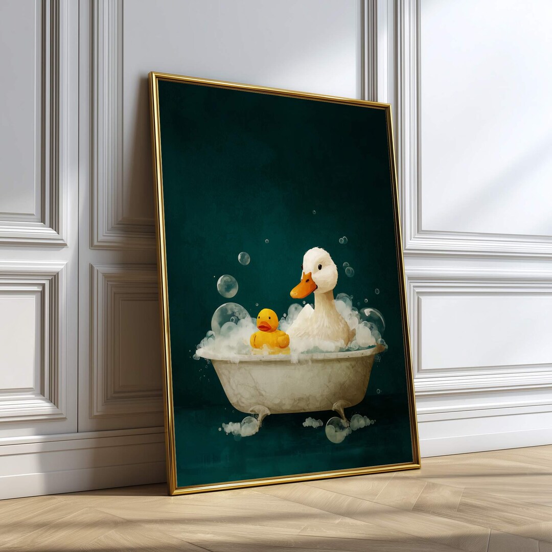 Duck in a Bath Art Print | Adorable Bathroom Wall Decor | Childrens ...