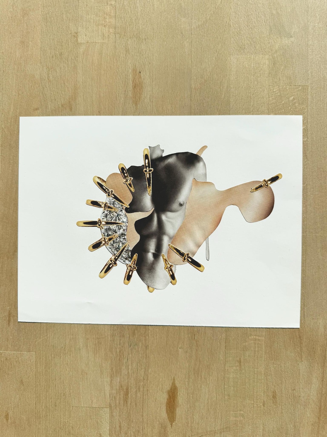 Collage With Ribbons Hand Cut Collage Art - Ribbons and Knives - Etsy