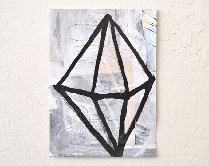 SALE! funky gem - unique original contemporary mixed media drawing