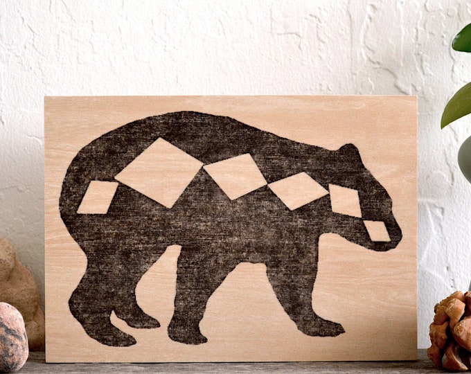 spirit bear - unique modern rustic decor - made-to-order printed wood art panel