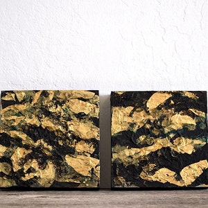 rare earth diptych set of two unique and original mixed media paintings on panel, ready to hang image 1