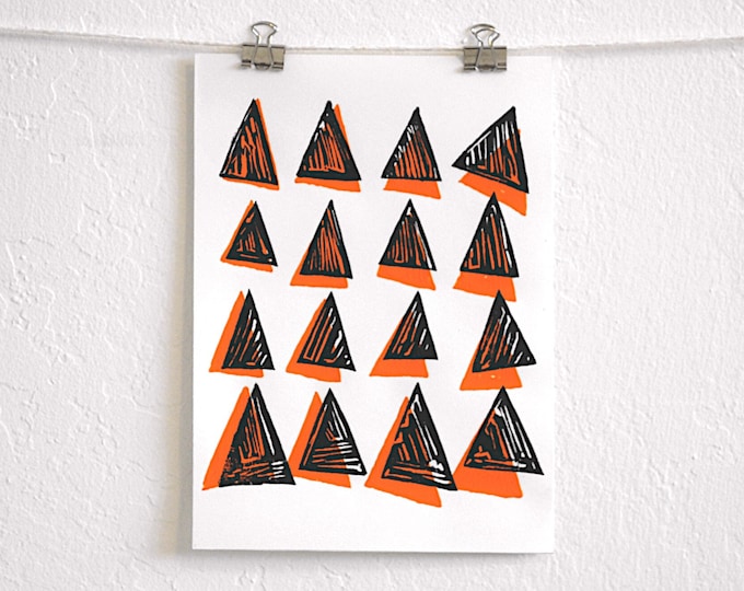 desert modern two color block print: "triangles at play," geometric art for your home or office