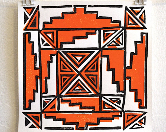 ojo de Baja - unique geometric desert modern two color block print