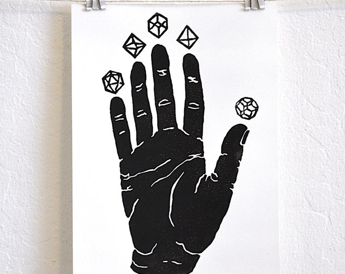magick hand - unique and witchy - modern minimal hand-pressed linocut print