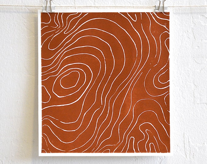 topos - modern minimal hand-carved linocut print - unique contemporary block print on fine paper